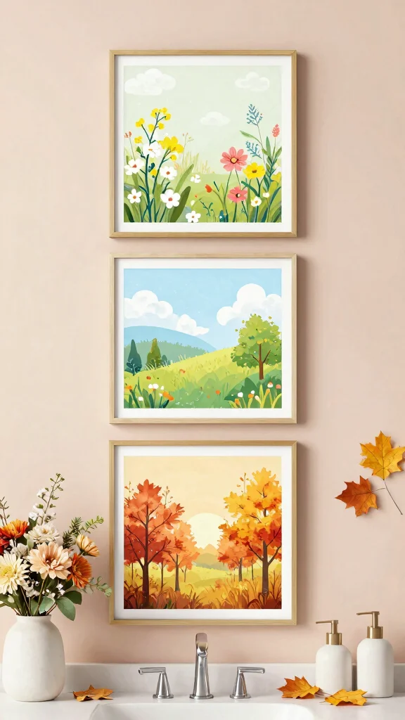 11 3-Piece Bathroom Wall Decor Ideas for a Cohesive Finished Look - 11. Seasonal Themes for Year-Round Enjoyment 1