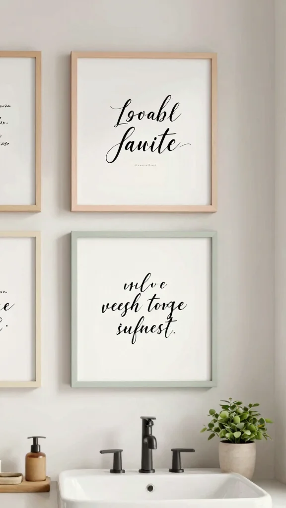 11 3-Piece Bathroom Wall Decor Ideas for a Cohesive Finished Look - 3. Inspirational Quotes in Flowing Typography 1