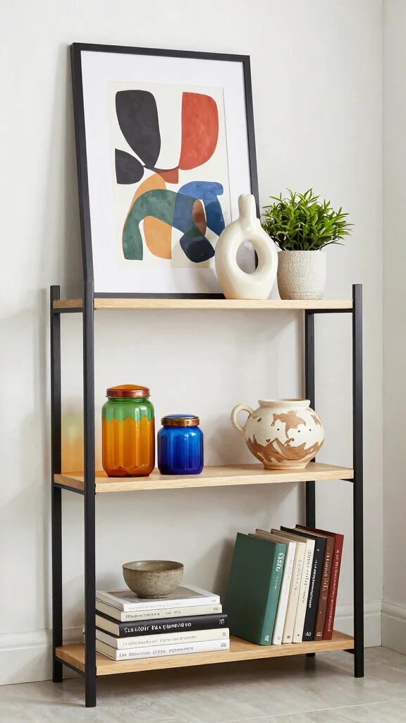 11 3-Tier Bathroom Shelf Decor Ideas for Vertical Space-Smart Storage - 10. Artistic Flair 1