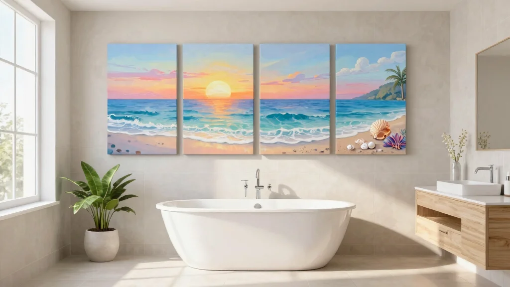 11 4-Canvas Bathroom Wall Art Ideas for a Bold Gallery-Style Display