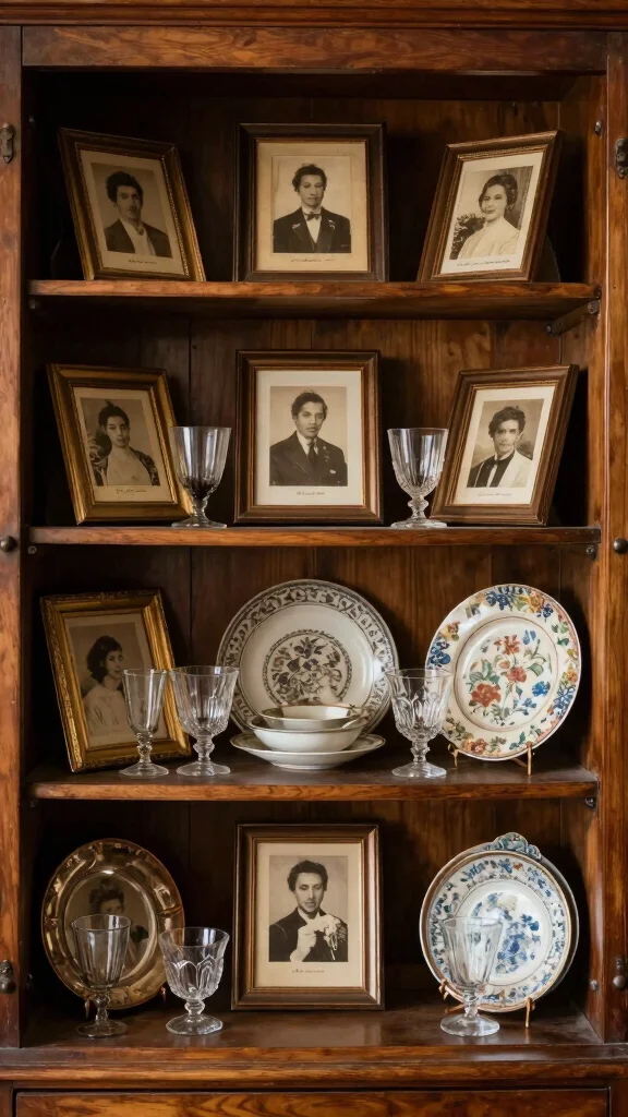 11 Living Room Hutch Decorating Ideas for a Beautiful Organized Display - 10. Embrace Vintage Charm 1