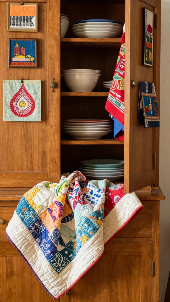 11 Living Room Hutch Decorating Ideas for a Beautiful Organized Display - 3. Mix and Match Textiles 1