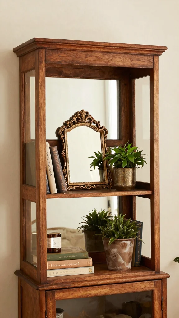 11 Living Room Hutch Decorating Ideas for a Beautiful Organized Display - 9. Layer with Mirrors 1
