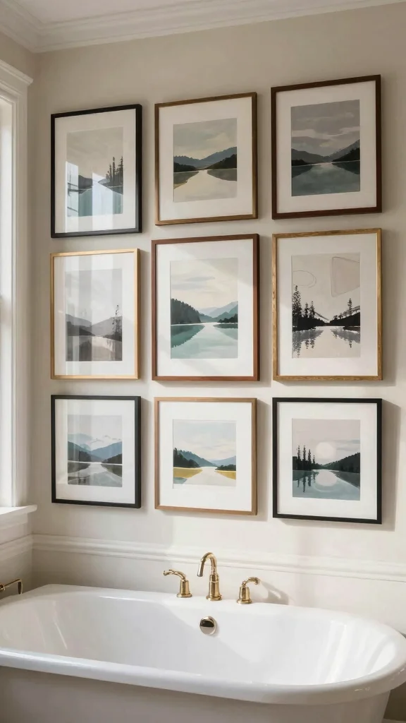 11 Over-the-Tub Bathroom Decor Ideas for a Luxurious Spa-Like Touch - 4. Use Elegant Wall Art 1