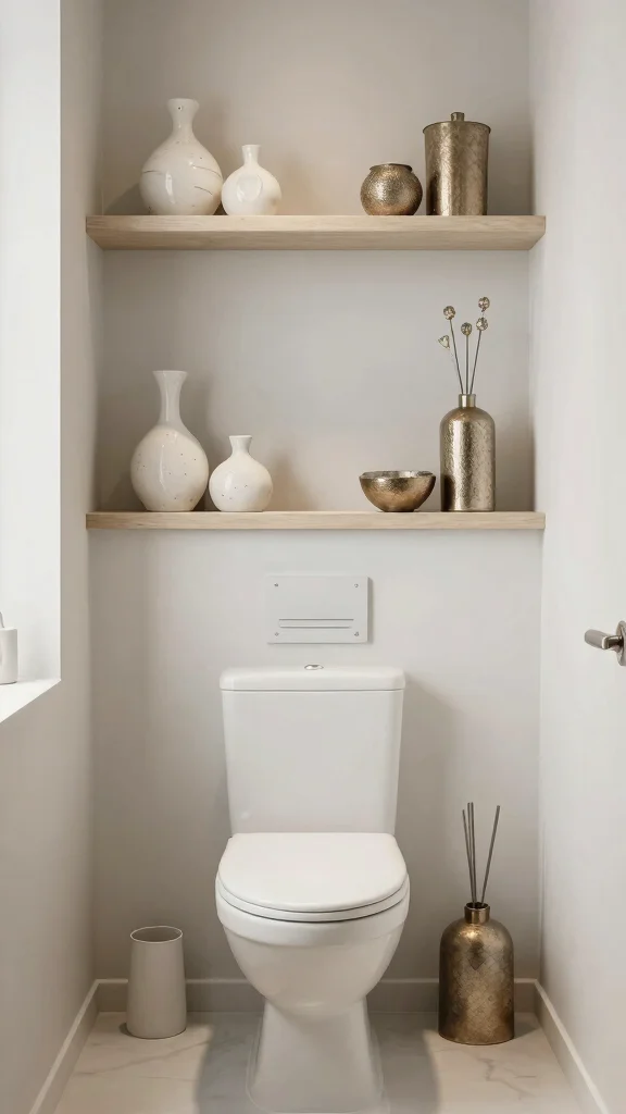 12 Above-the-Toilet Bathroom Decor Ideas for Smart Stylish Storage - 11. Sculptural Elements for an Artistic Flair 1