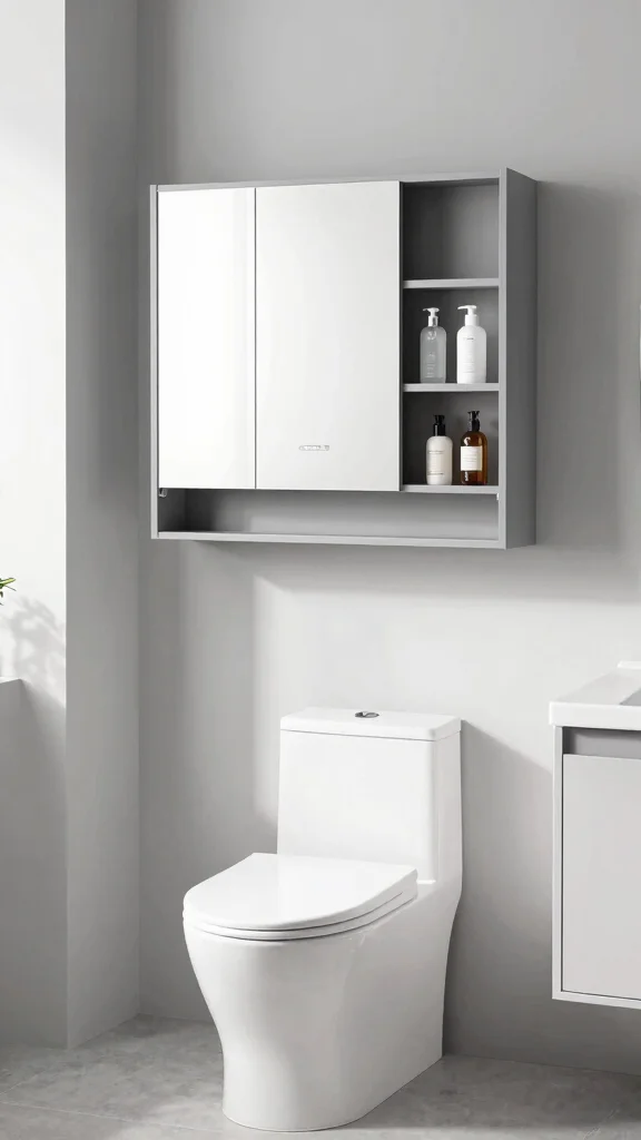 12 Above-the-Toilet Bathroom Decor Ideas for Smart Stylish Storage - 3. Wall-Mounted Cabinets for Hidden Storage 1