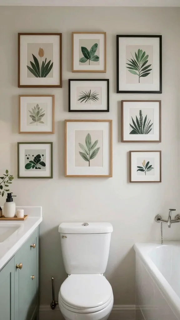 12 Above-the-Toilet Bathroom Decor Ideas for Smart Stylish Storage - 4. Artful Prints for a Personal Touch 1