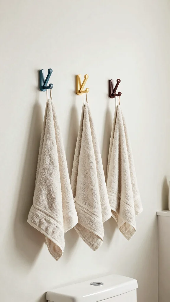 12 Above-the-Toilet Bathroom Decor Ideas for Smart Stylish Storage - 6. Stylish Wall Hooks for Easy Access 1