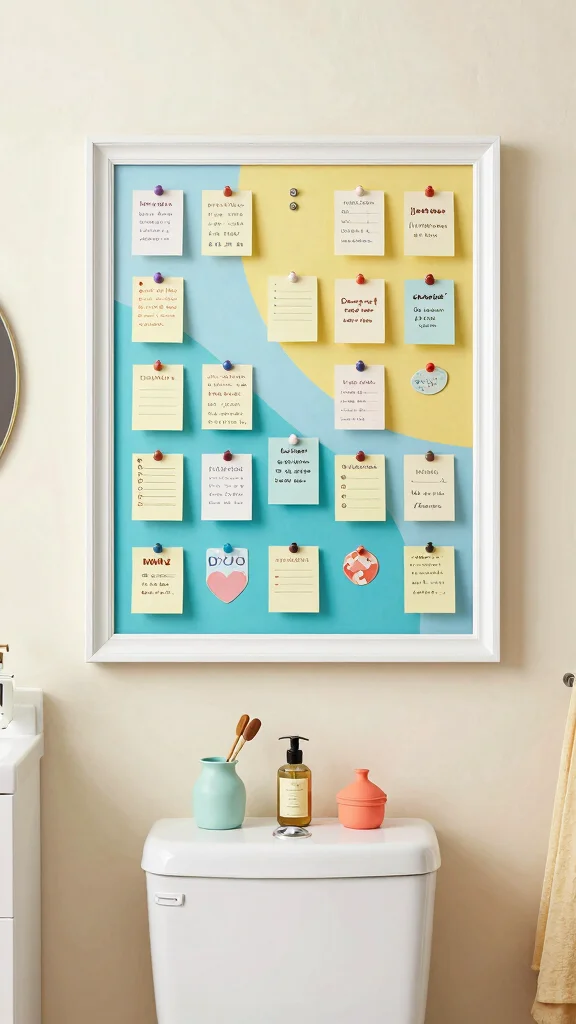12 Above-the-Toilet Bathroom Decor Ideas for Smart Stylish Storage - 9. Customizable Magnetic Board for Easy Organization 1