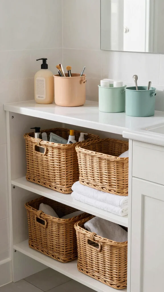 12 Apartment Bathroom Decor Ideas for a Renter-Friendly Refresh - 10. Decorative Storage Solutions 1