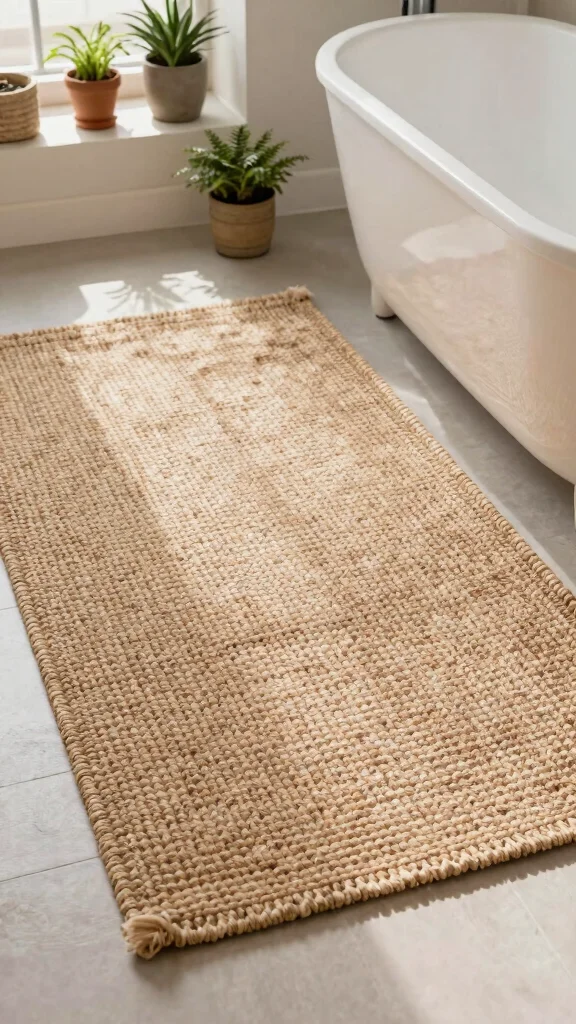 12 Apartment Bathroom Decor Ideas for a Renter-Friendly Refresh - 6. Textured Rugs 1