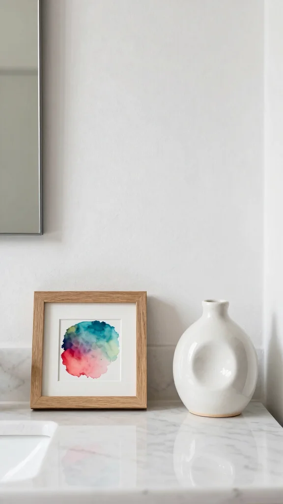 12 Bathroom Countertop Decor Ideas for a Styled Clutter-Free Surface - 10. A Touch of Art 1