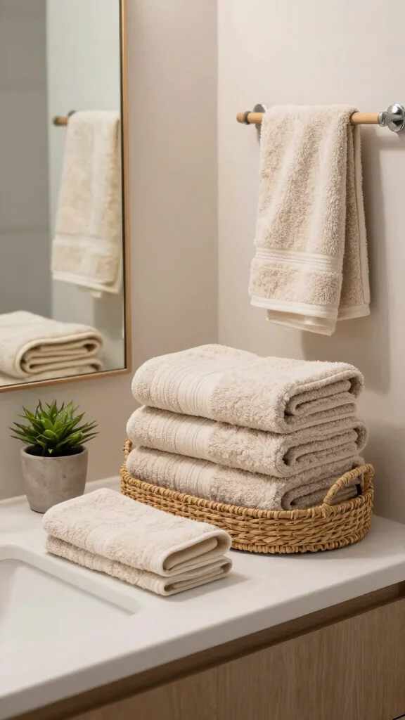 12 Bathroom Countertop Decor Ideas for a Styled Clutter-Free Surface - 4. Eco-Friendly Towels 1