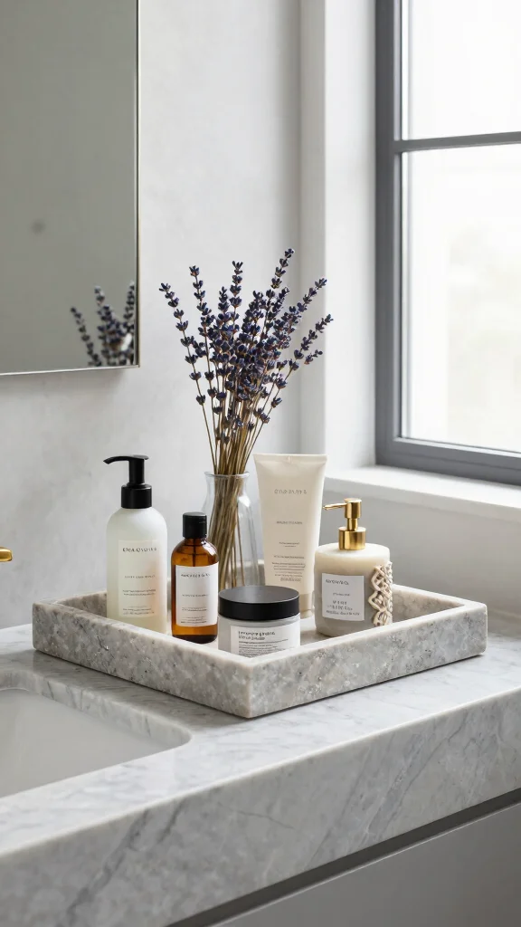 12 Bathroom Decor Accessory Ideas for Towels, Trays and More - 2. Decorative Stone Trays 1