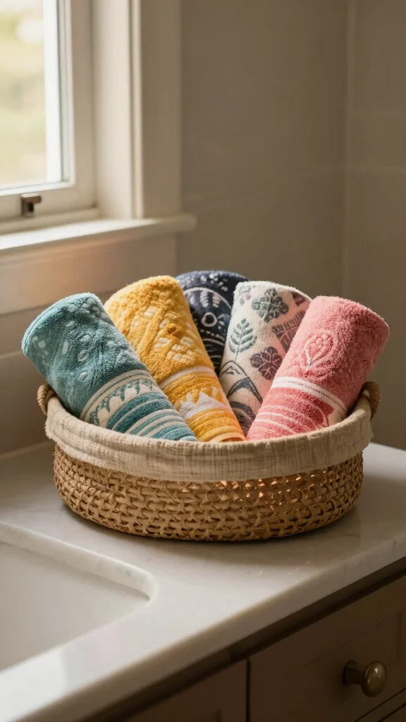 12 Bathroom Decor Accessory Ideas for Towels, Trays and More - 8. Reusable Fabric Towels 1