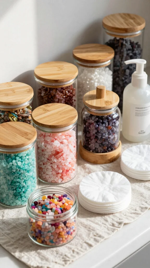 12 Bathroom Decor Accessory Ideas for Towels, Trays and More - 9. Eco-Conscious Apothecary Jars 1