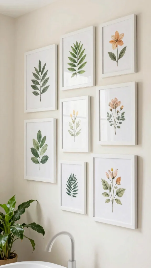 12 Bathroom Empty Wall Decor Ideas to Fill Every Blank Spot Beautifully - 1. Framed Botanical Prints 1