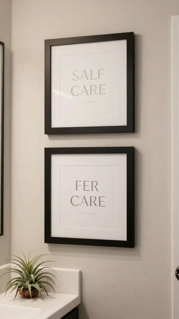 12 Bathroom Empty Wall Decor Ideas to Fill Every Blank Spot Beautifully - 3. Inspirational Quotes in Simple Frames 1