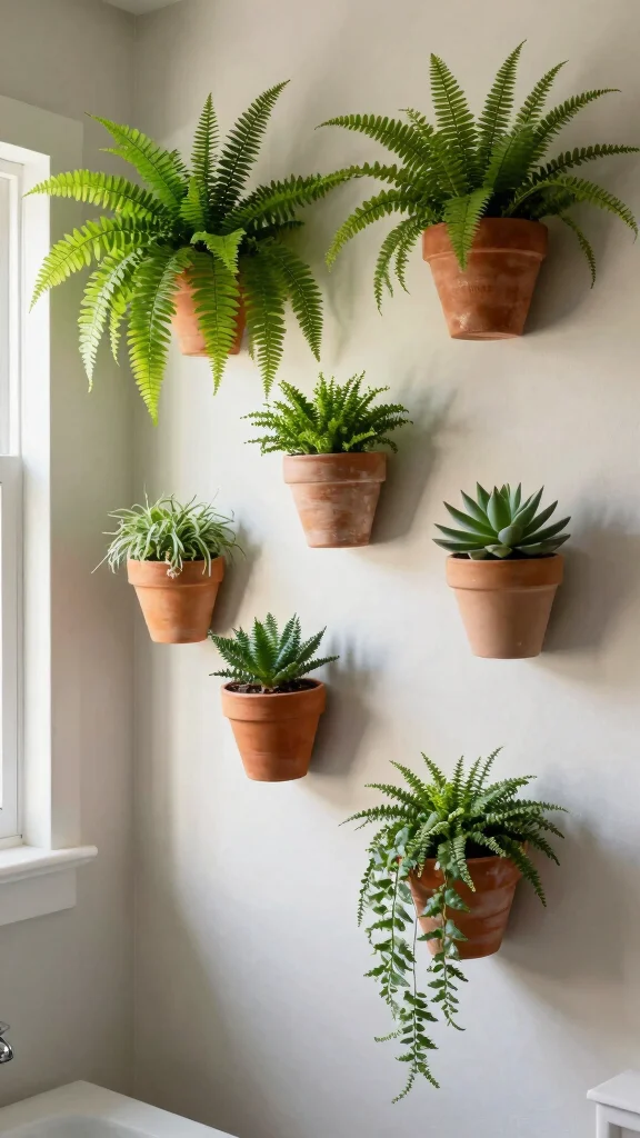12 Bathroom Empty Wall Decor Ideas to Fill Every Blank Spot Beautifully - 4. Wall-mounted Planters 1