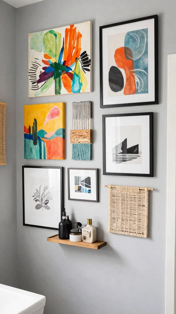 12 Bathroom Empty Wall Decor Ideas to Fill Every Blank Spot Beautifully - 6. Wall Art Collage 1