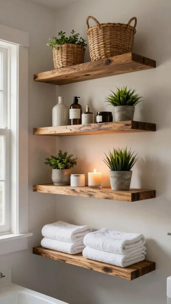 12 Bathroom Organization Decor Ideas for a Tidy Beautiful Space - 3. Wall-Mounted Shelves 1