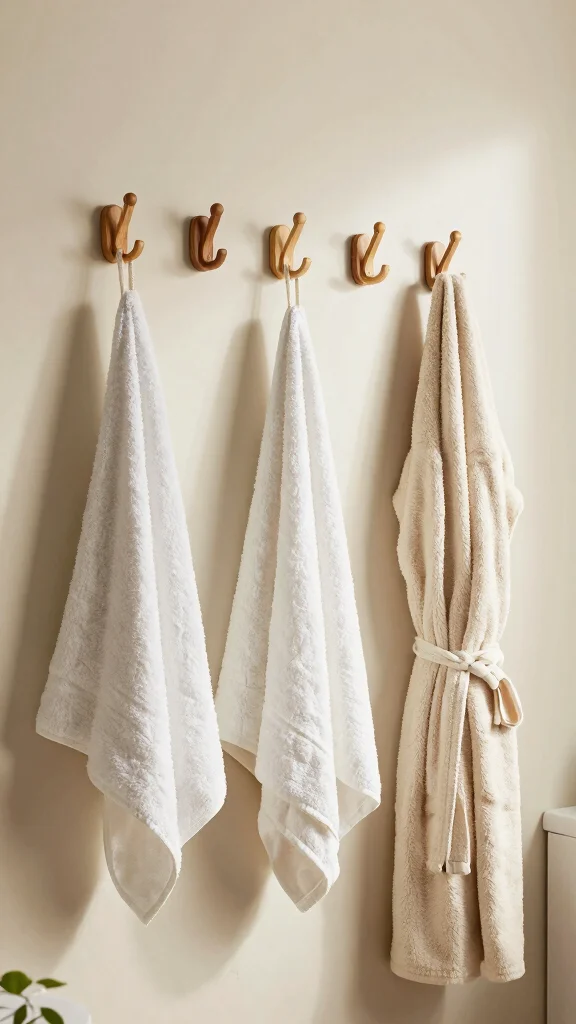 12 Bathroom Organization Decor Ideas for a Tidy Beautiful Space - 6. Stylish and Functional Hooks 1