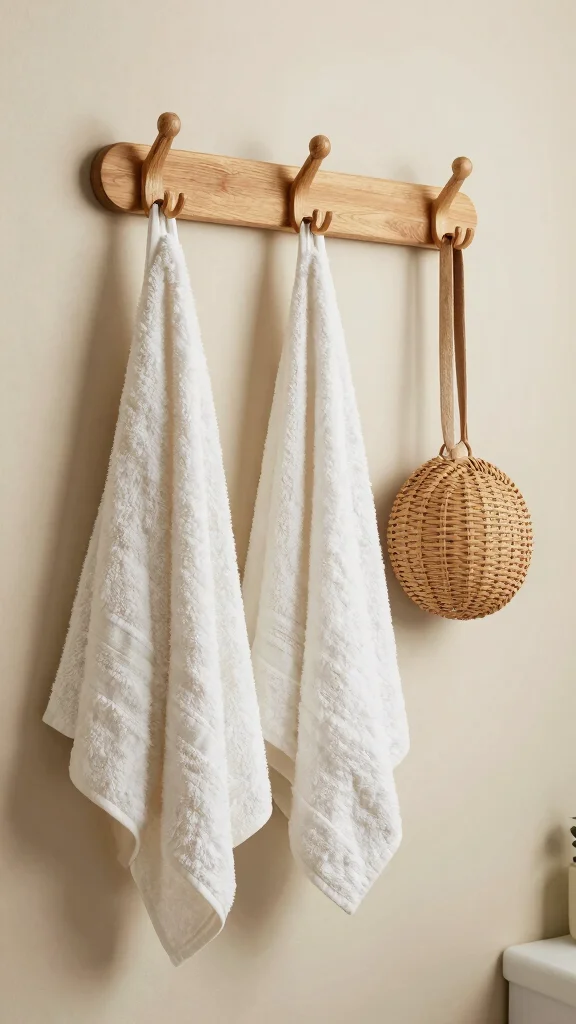 12 Bathroom Storage Decor Ideas That Are Both Functional and Stylish - 11. Hooks and Hangers for Accessories 1