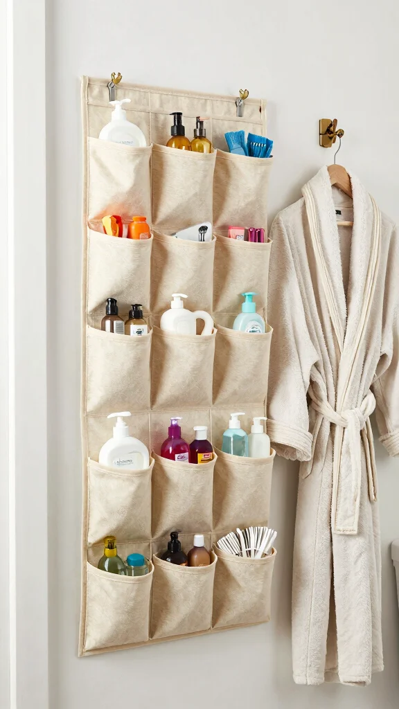 12 Bathroom Storage Decor Ideas That Are Both Functional and Stylish - 3. Eco-Friendly Over-the-Door Storage 1