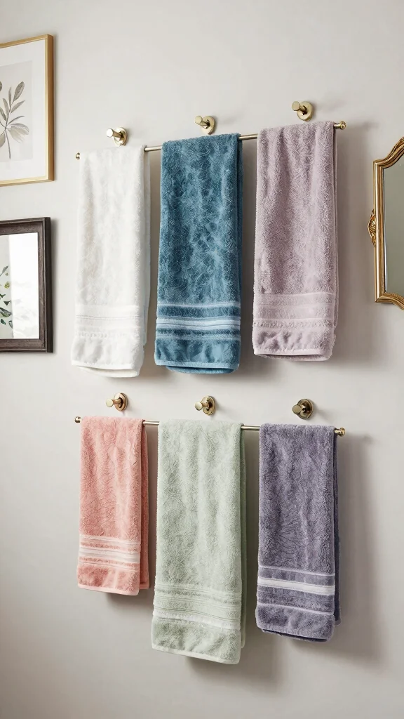 12 Bathroom Towel Decor Ideas for Display Folding and Hanging - 10. Artistic Towel Display on a Wall 1