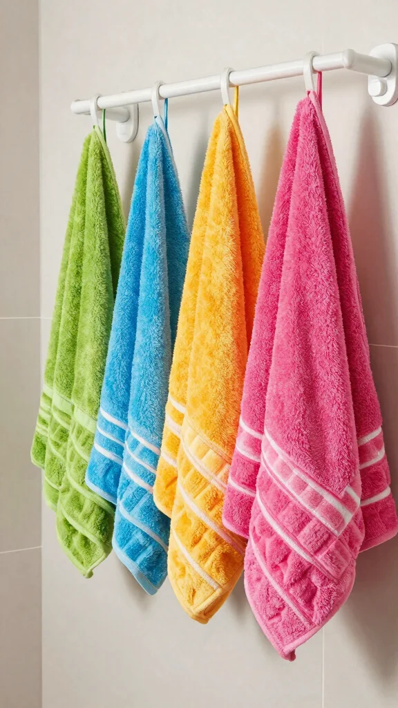 12 Bathroom Towel Decor Ideas for Display Folding and Hanging - 11. Color-Popping Towels as Decor 1