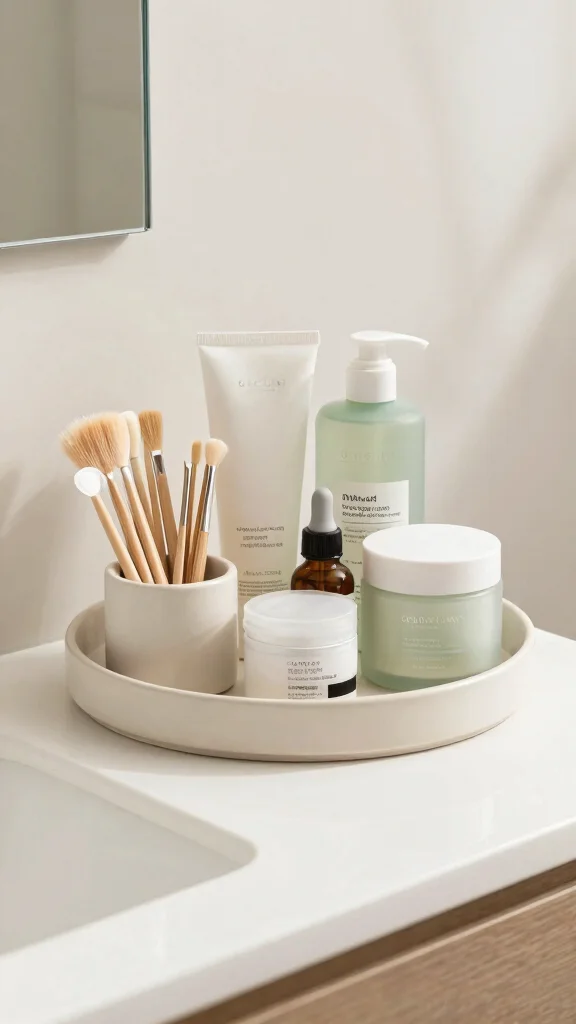 12 Bathroom Tray Decor Ideas for Countertops, Vanities, and Soaking Tubs - 10. Stylish Tray with Reusable Makeup Removers 1