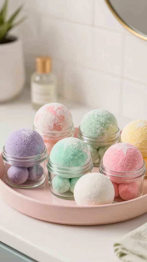 12 Bathroom Tray Decor Ideas for Countertops, Vanities, and Soaking Tubs - 11. Unique Tray with DIY Bath Bombs 1