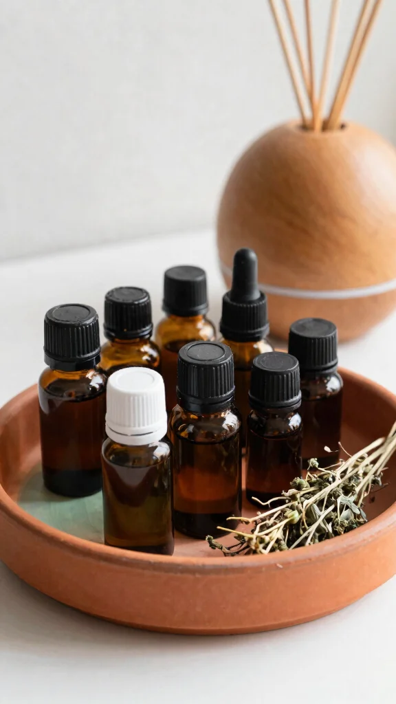 12 Bathroom Tray Decor Ideas for Countertops, Vanities, and Soaking Tubs - 6. Colorful Terracotta Tray with Essential Oils 1