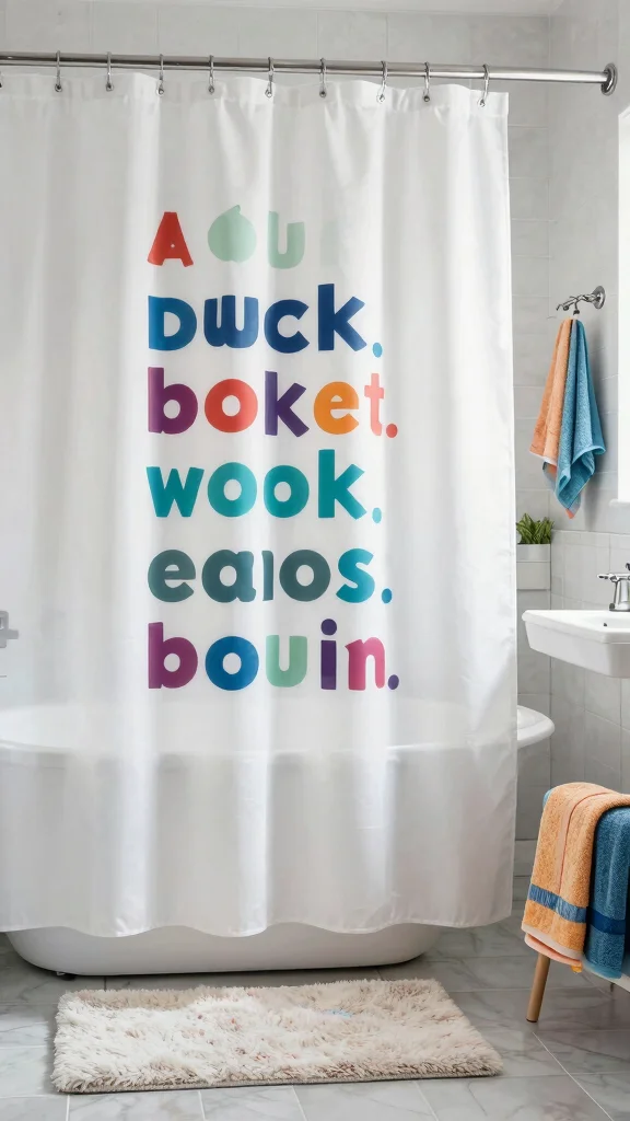 12 Bathroom Wall Quote Decor Ideas for a Funny Inspirational Touch - 6. Humorous Shower Curtain Quotes 1