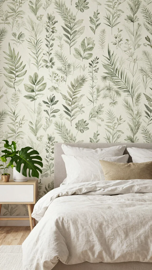 12 Bedroom Accent Wall Ideas for Color, Texture, and Drama - 2. Eco-Friendly Wallpaper 1