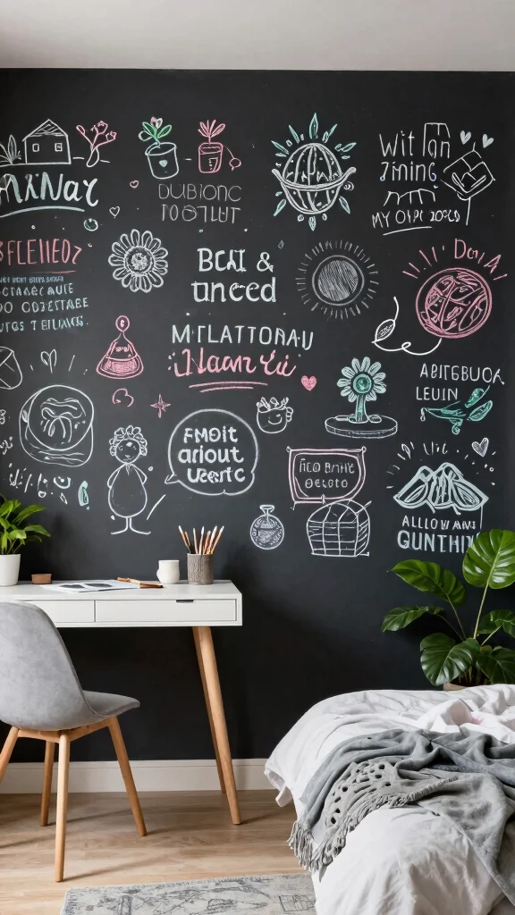 12 Bedroom Accent Wall Ideas for Color, Texture, and Drama - 5. Vibrant Chalkboard Paint 1