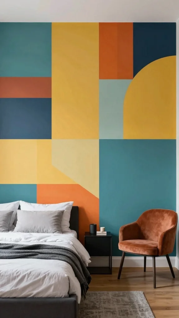 12 Bedroom Accent Wall Ideas for Color, Texture, and Drama - 6. Bold Geometric Designs 1