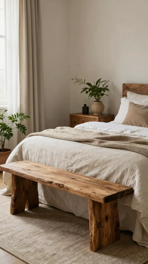 12 Bedroom Bench Ideas for the Foot of the Bed and Window Seats - 8. Natural Elements 1