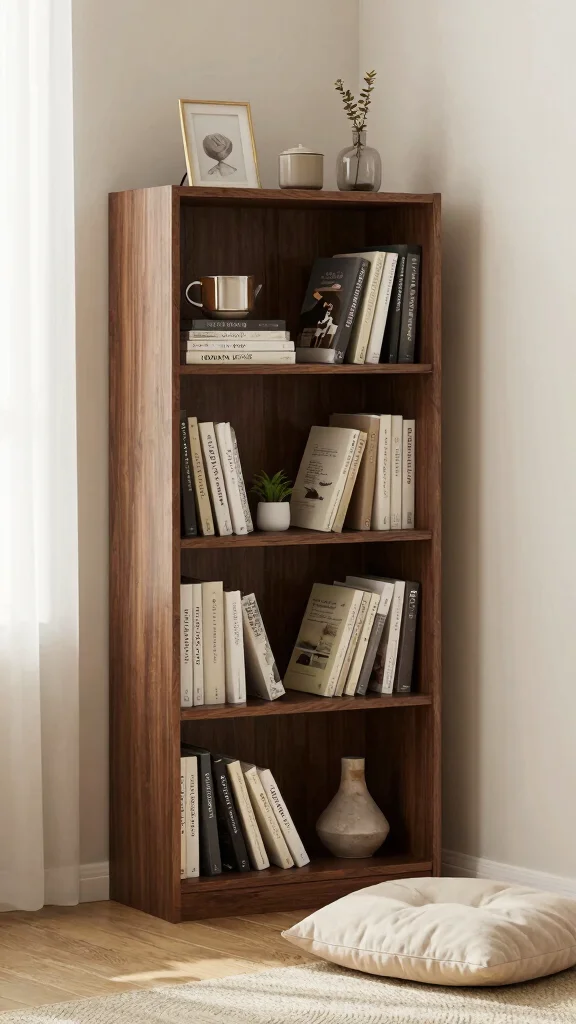 12 Bedroom Bookshelf Concepts for a Reading-Friendly Curated Display - 5. Corner Bookshelves to Maximize Space 1