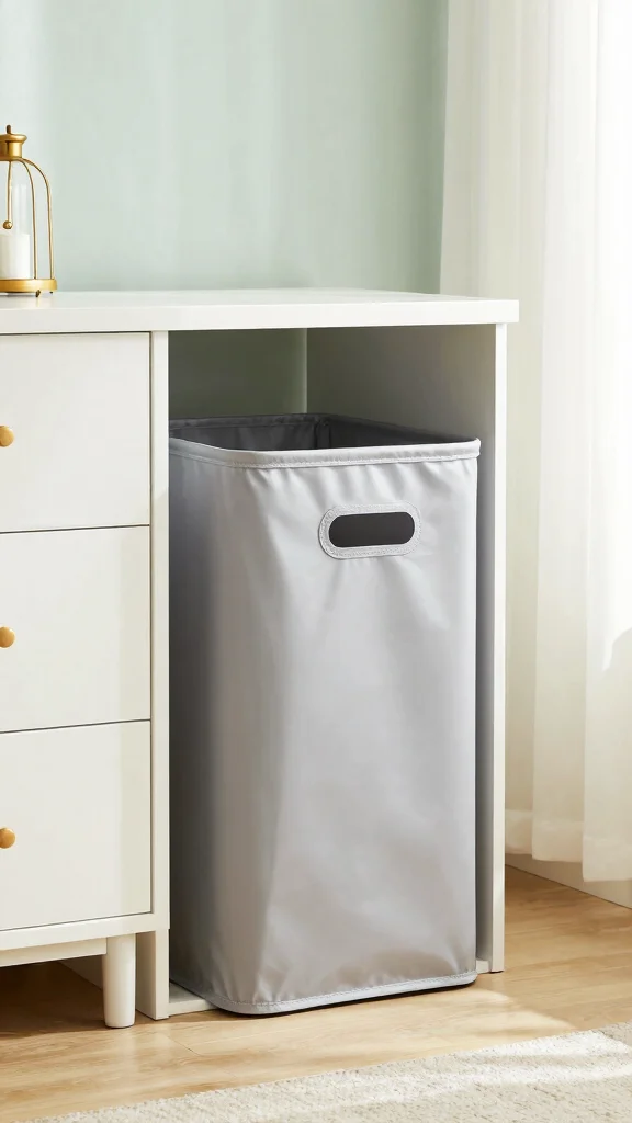 12 Bedroom Built-In Ideas for Wardrobes Shelves and Headboard Walls - 11. Built-In Laundry Hamper: Smart Organization 1