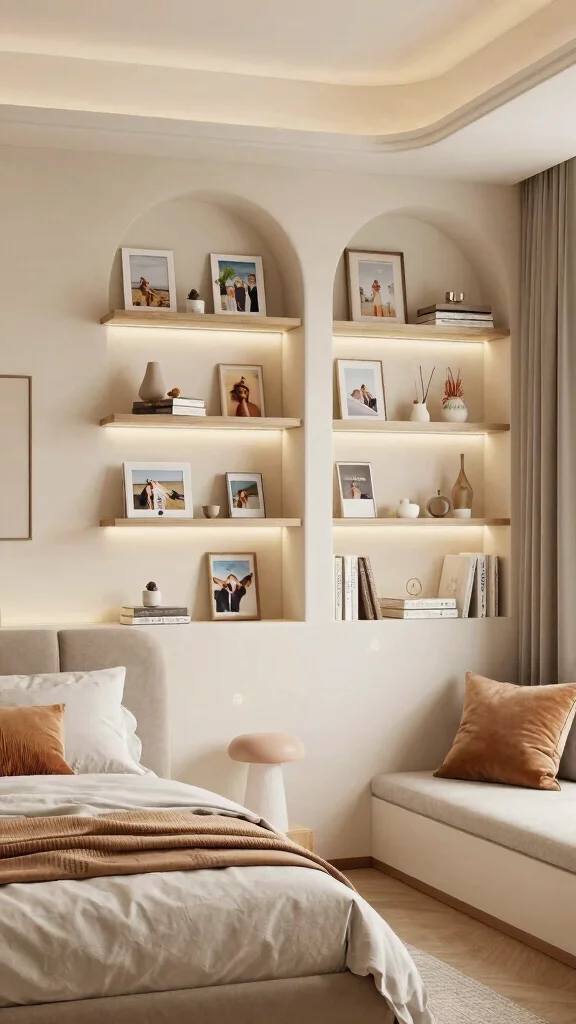 12 Bedroom Built-In Ideas for Wardrobes Shelves and Headboard Walls - 12. Personal Touches: Decorate with Meaning 1