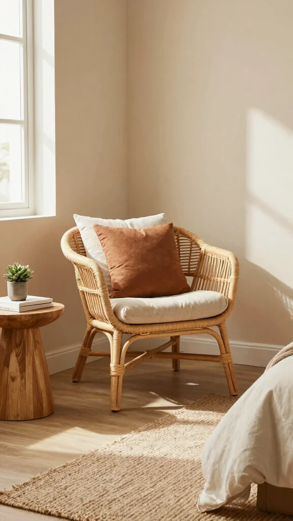12 Bedroom Chair Ideas for a Reading Nook, Vanity, or Accent Seat - 1. Eco-Friendly Rattan Chair 1