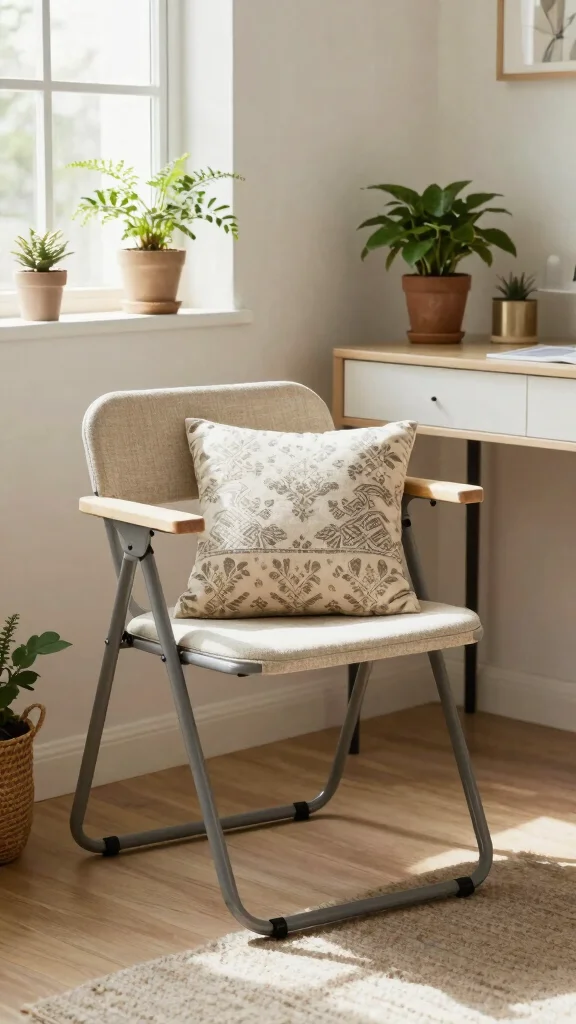 12 Bedroom Chair Ideas for a Reading Nook, Vanity, or Accent Seat - 10. Folding Chair with Eco-Friendly Fabric 1