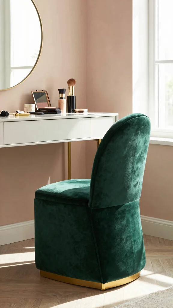 12 Bedroom Chair Ideas for a Reading Nook, Vanity, or Accent Seat - 7. Velvet Vanity Chair 1