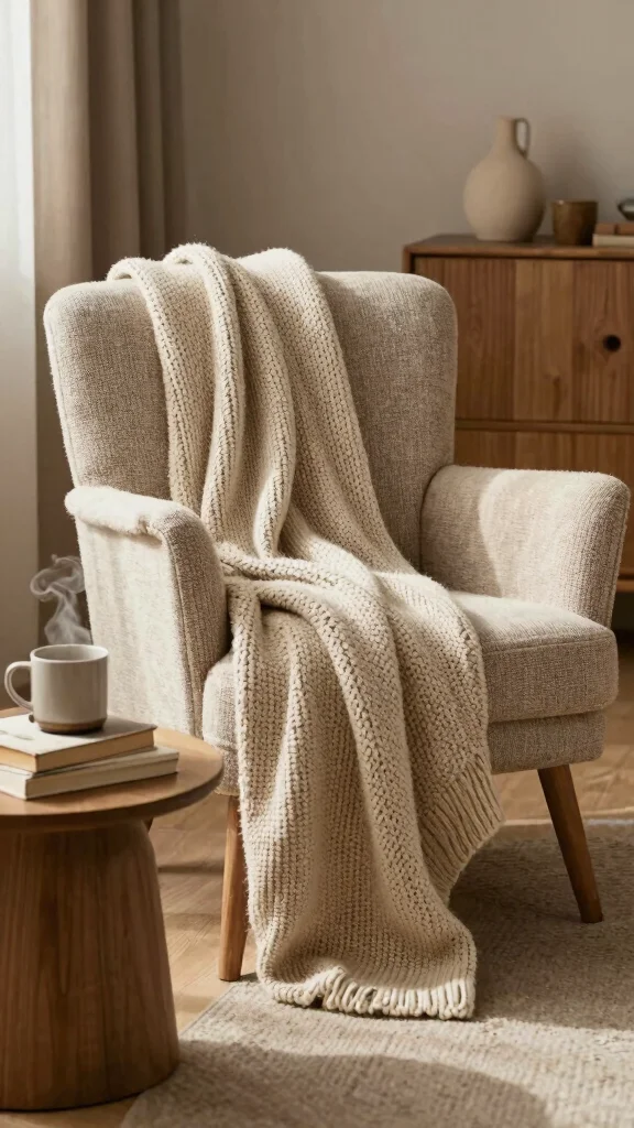 12 Bedroom Chair Ideas for a Reading Nook, Vanity, or Accent Seat - 9. Cozy Knitted Chair 1
