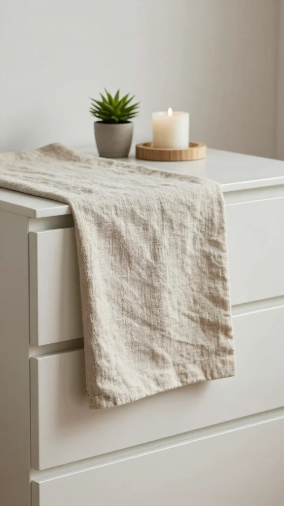 12 Bedroom Dresser Decor Ideas for a Styled Beautiful Top Surface - 8. Textured Fabrics: Softness Meets Style 1