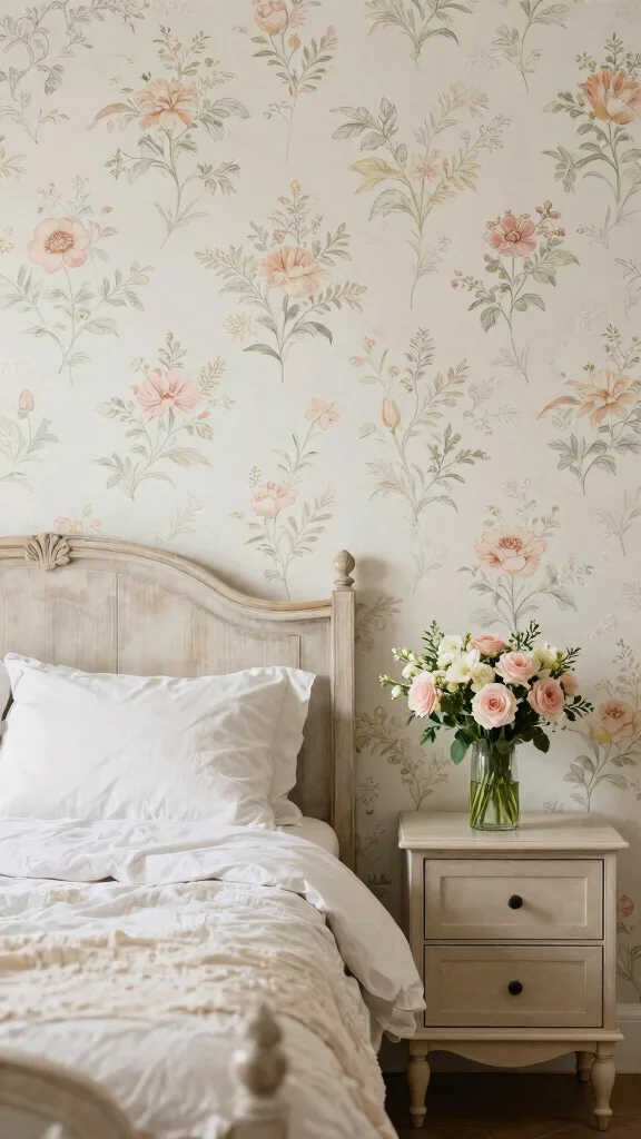 12 Bedroom Feature Wall Ideas for a Focal Point That Defines the Room - 12. Vintage Wallpaper Revival 1