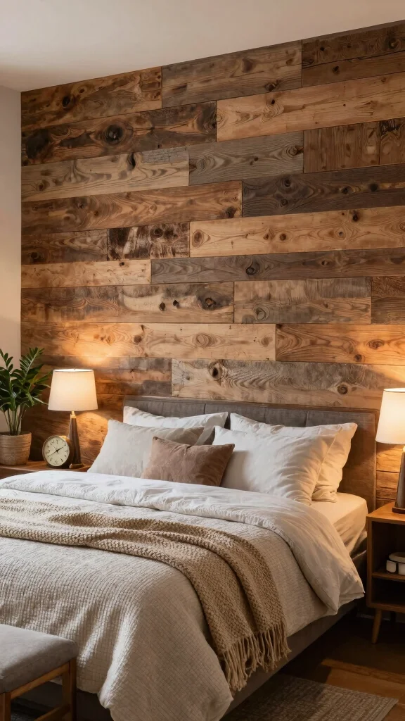 12 Bedroom Feature Wall Ideas for a Focal Point That Defines the Room - 3. Rustic Wood Accent Walls 1
