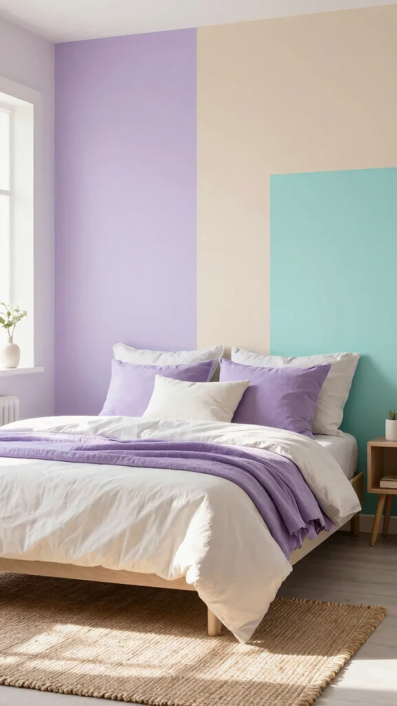 12 Bedroom Feature Wall Ideas for a Focal Point That Defines the Room - 4. Color Blocked Walls 1