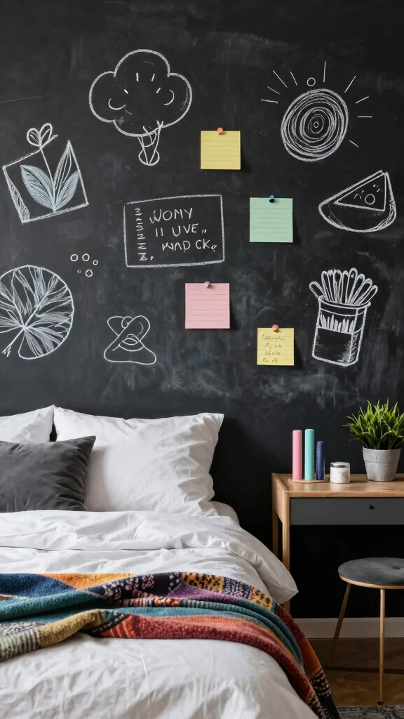 12 Bedroom Feature Wall Ideas for a Focal Point That Defines the Room - 6. Chalkboard Walls 1